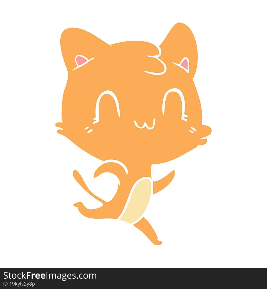 flat color style cartoon happy cat