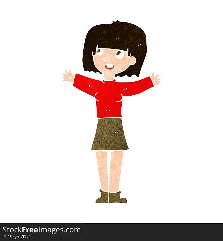 cartoon excited woman