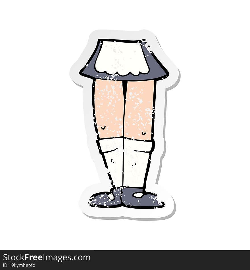 Retro Distressed Sticker Of A Cartoon Female Legs