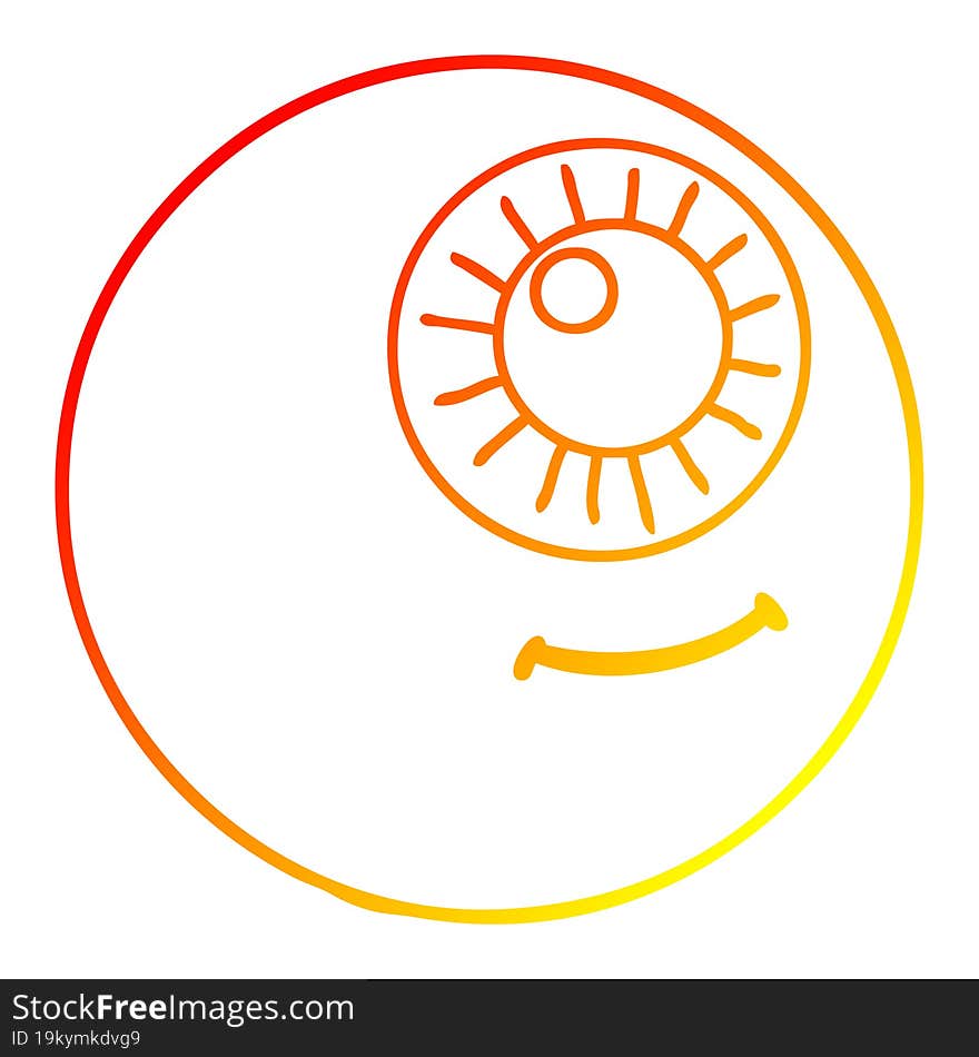 warm gradient line drawing of a cartoon eyeball