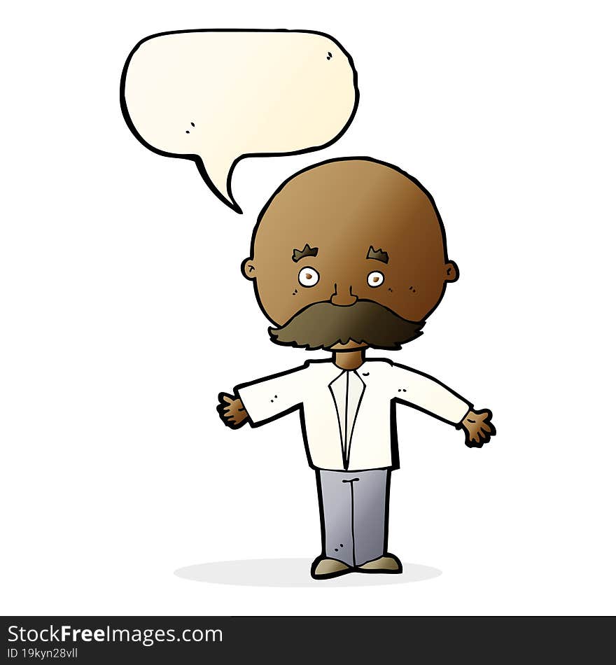 Cartoon Man With Mustache With Speech Bubble