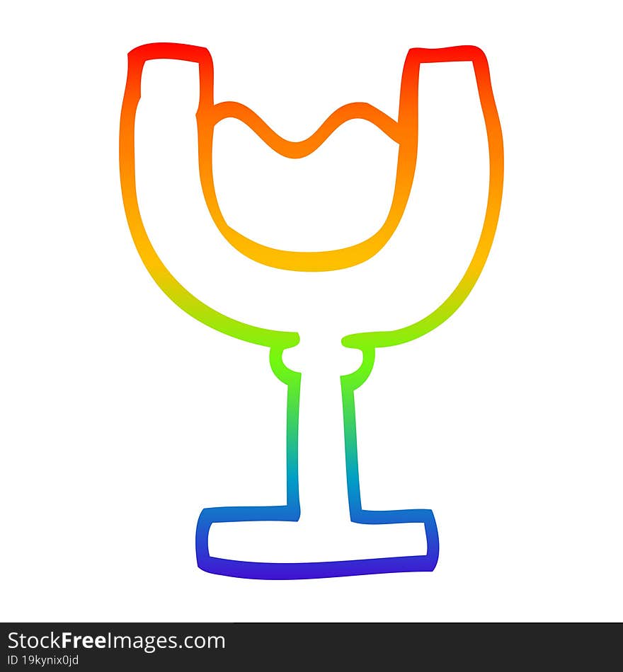 rainbow gradient line drawing cartoon glass of wine