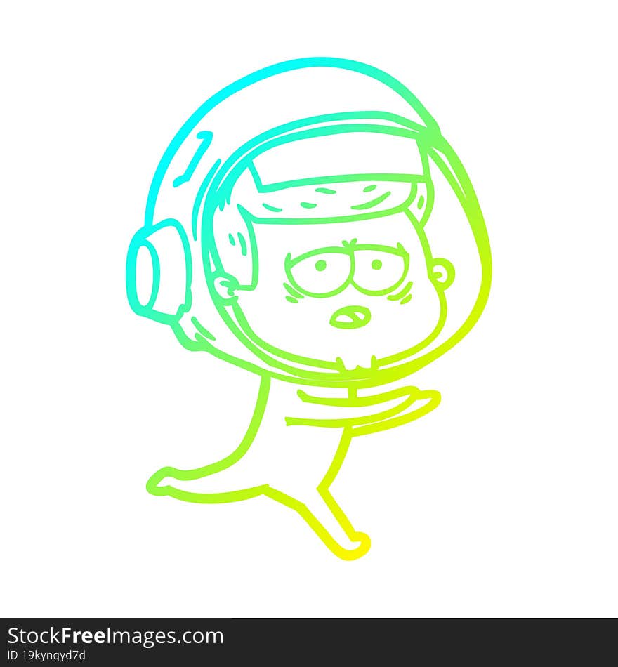 cold gradient line drawing cartoon tired astronaut