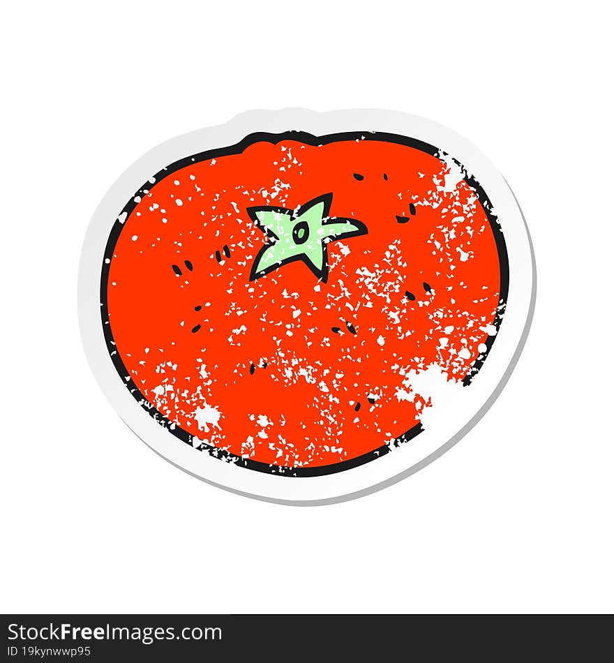 retro distressed sticker of a cartoon tomato