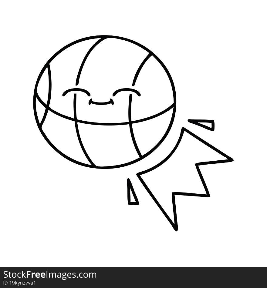 line drawing cartoon of a basketball