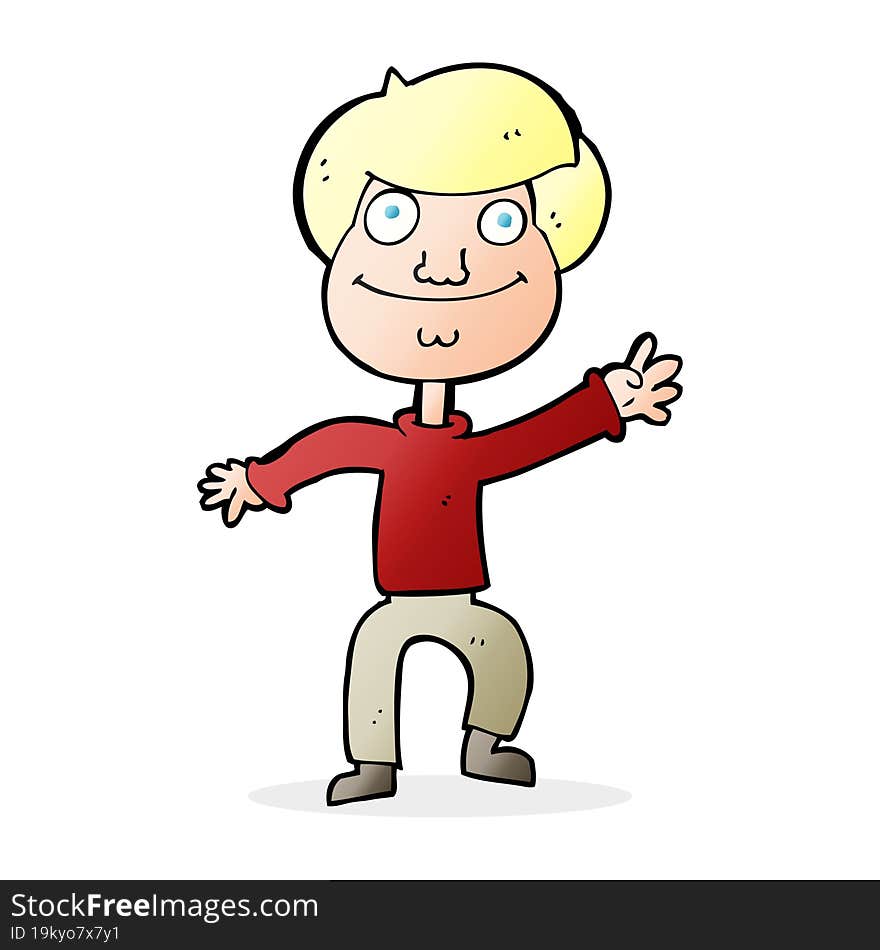 Cartoon Happy Man Waving