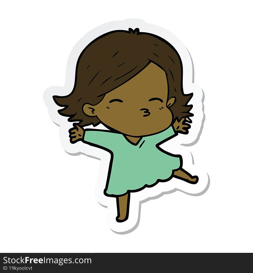 sticker of a cartoon woman