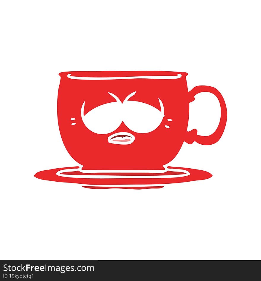 Flat Color Style Cartoon Tired Tea Cup