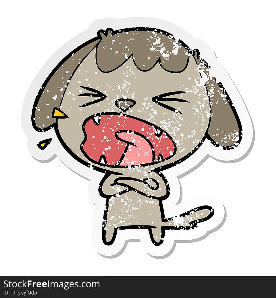 distressed sticker of a cute cartoon dog