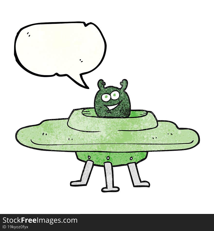 Speech Bubble Textured Cartoon Spaceship