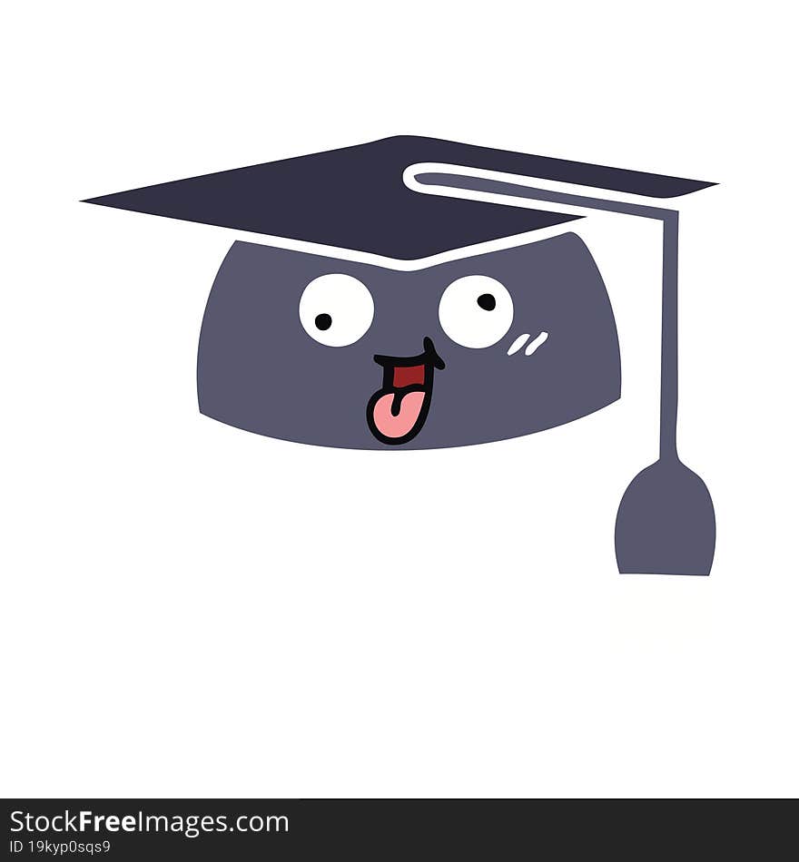 Flat Color Retro Cartoon Graduation Hat