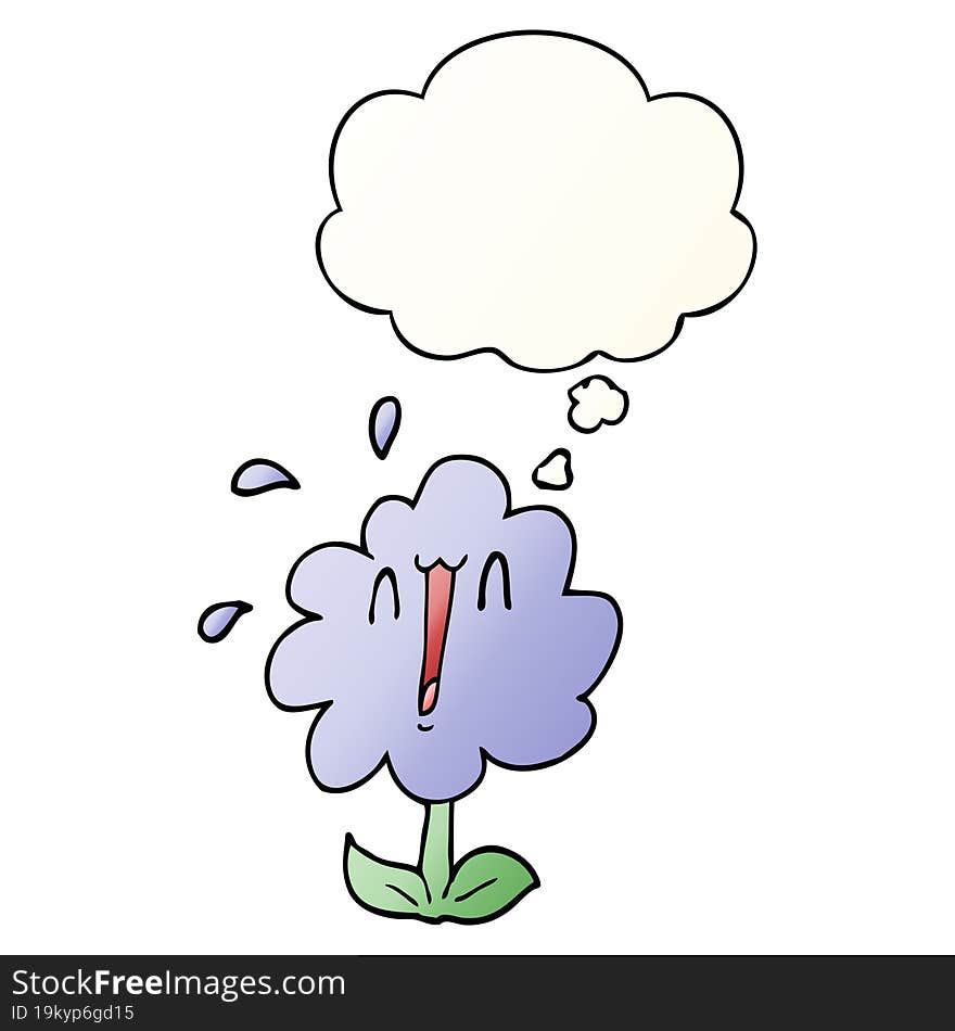 Cartoon Flower And Thought Bubble In Smooth Gradient Style