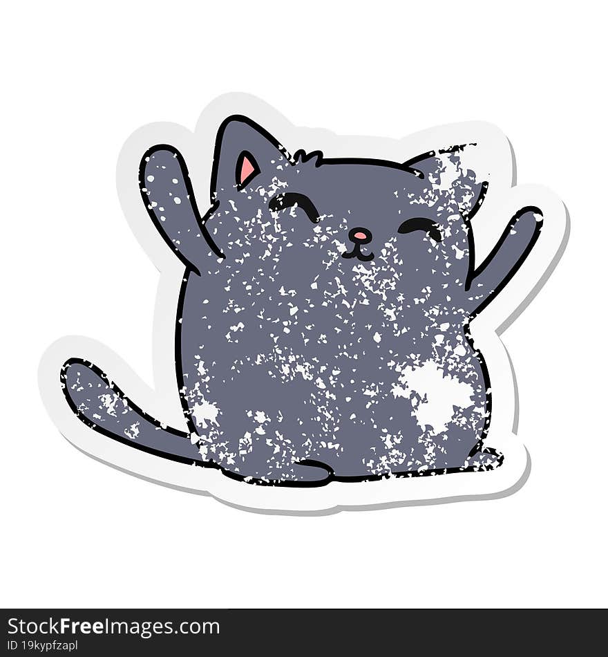 Distressed Sticker Cartoon Of Cute Kawaii Cat