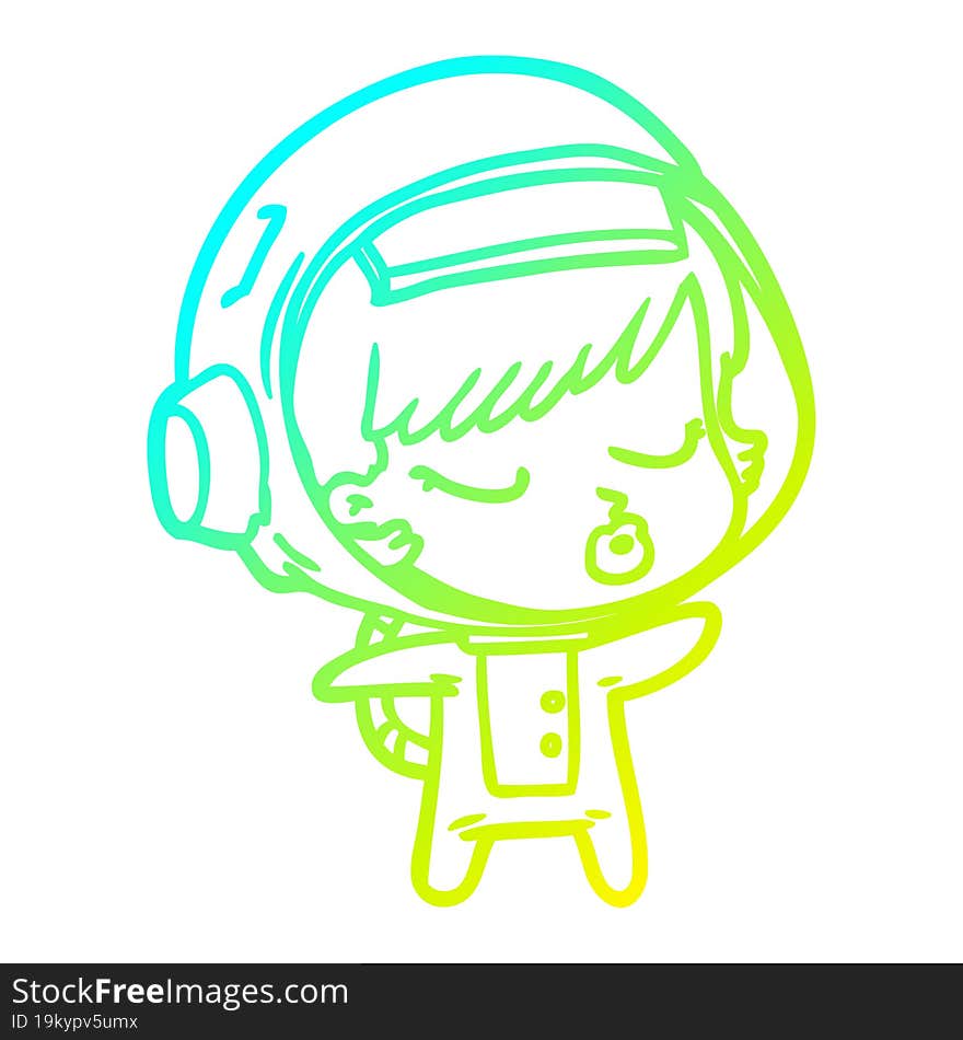 cold gradient line drawing cartoon pretty astronaut girl