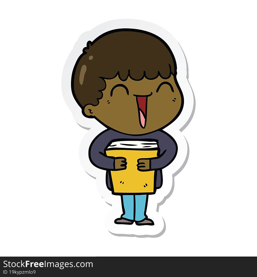 Sticker Of A Cartoon Happy Man