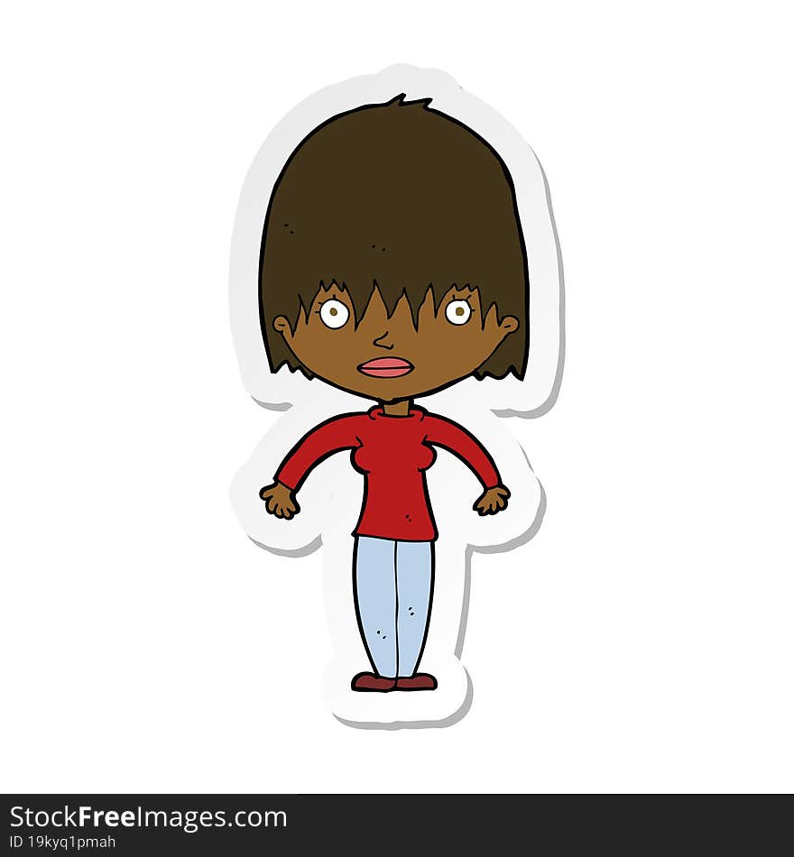 sticker of a cartoon woman staring