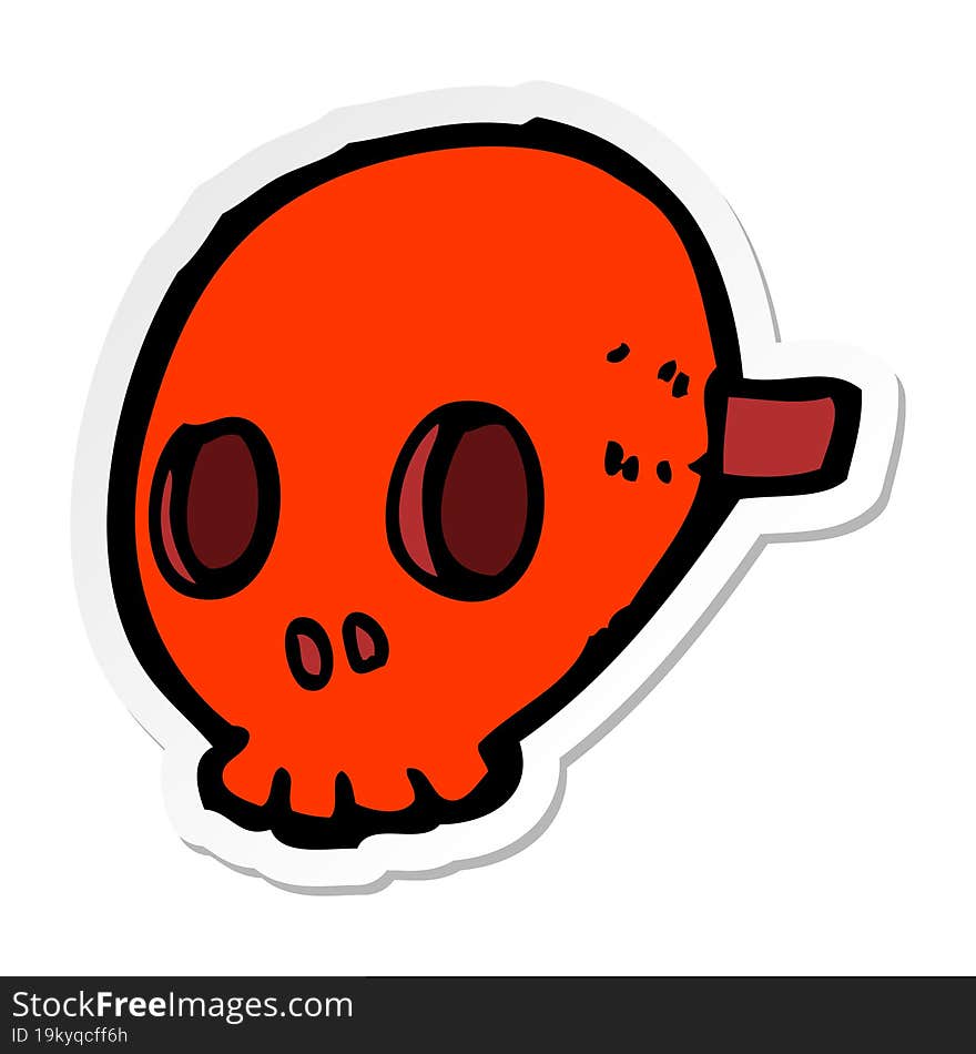 sticker of a cartoon skull mask