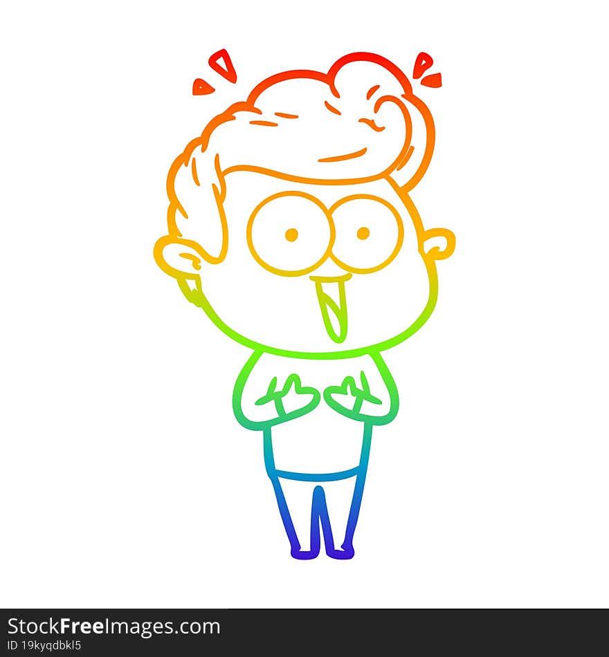 rainbow gradient line drawing cartoon staring man