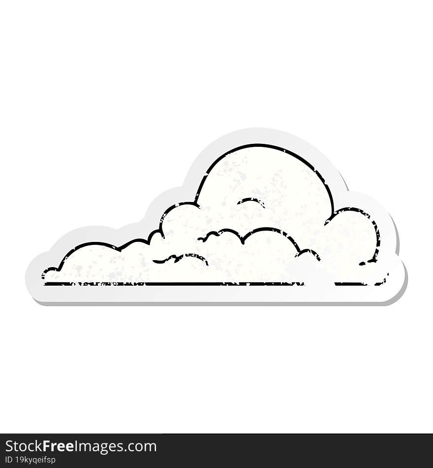 distressed sticker cartoon doodle of white large clouds