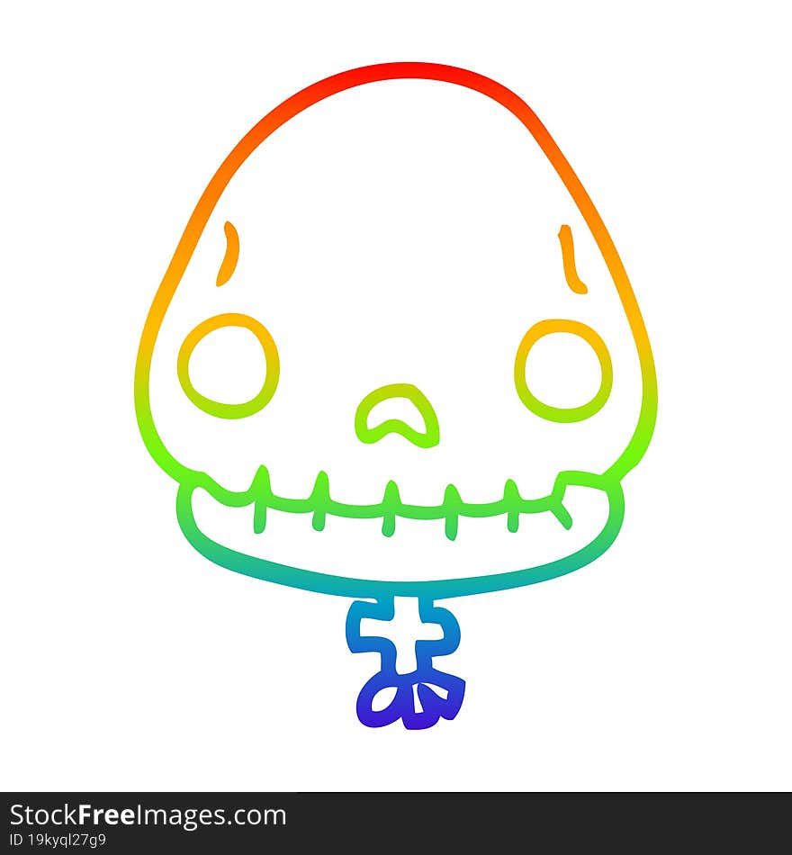 rainbow gradient line drawing cartoon halloween skull