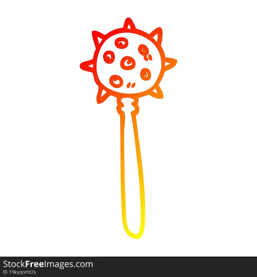 warm gradient line drawing of a cartoon medieval mace