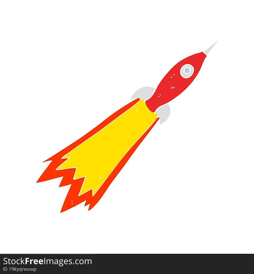 flat color illustration of a cartoon rocket