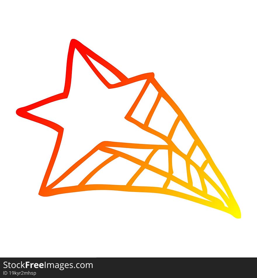 warm gradient line drawing cartoon shooting star