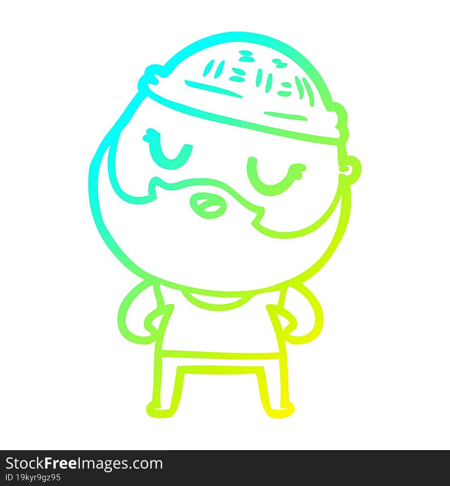 cold gradient line drawing cute cartoon man with beard