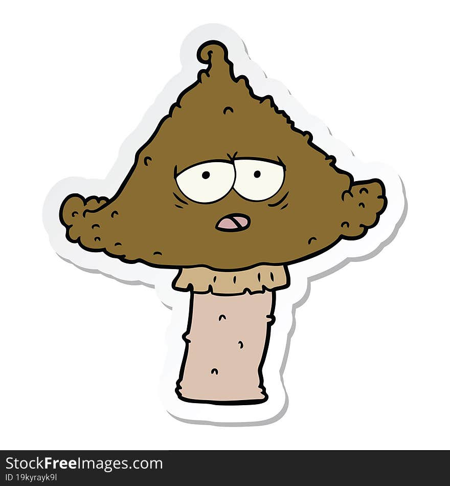 Sticker Of A Cartoon Mushroom With Face