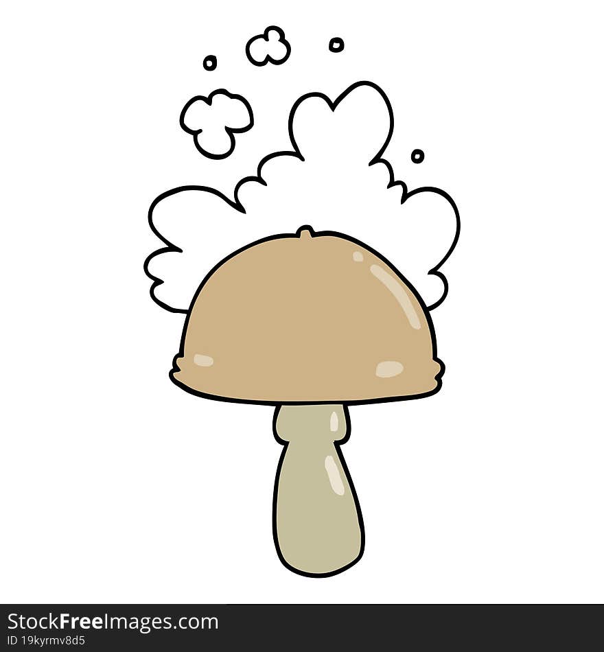 cartoon mushroom with spore cloud