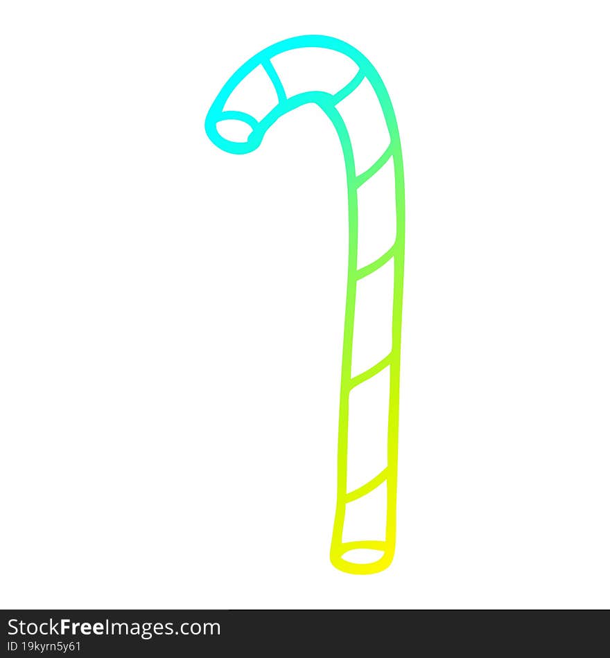 cold gradient line drawing cartoon candy cane