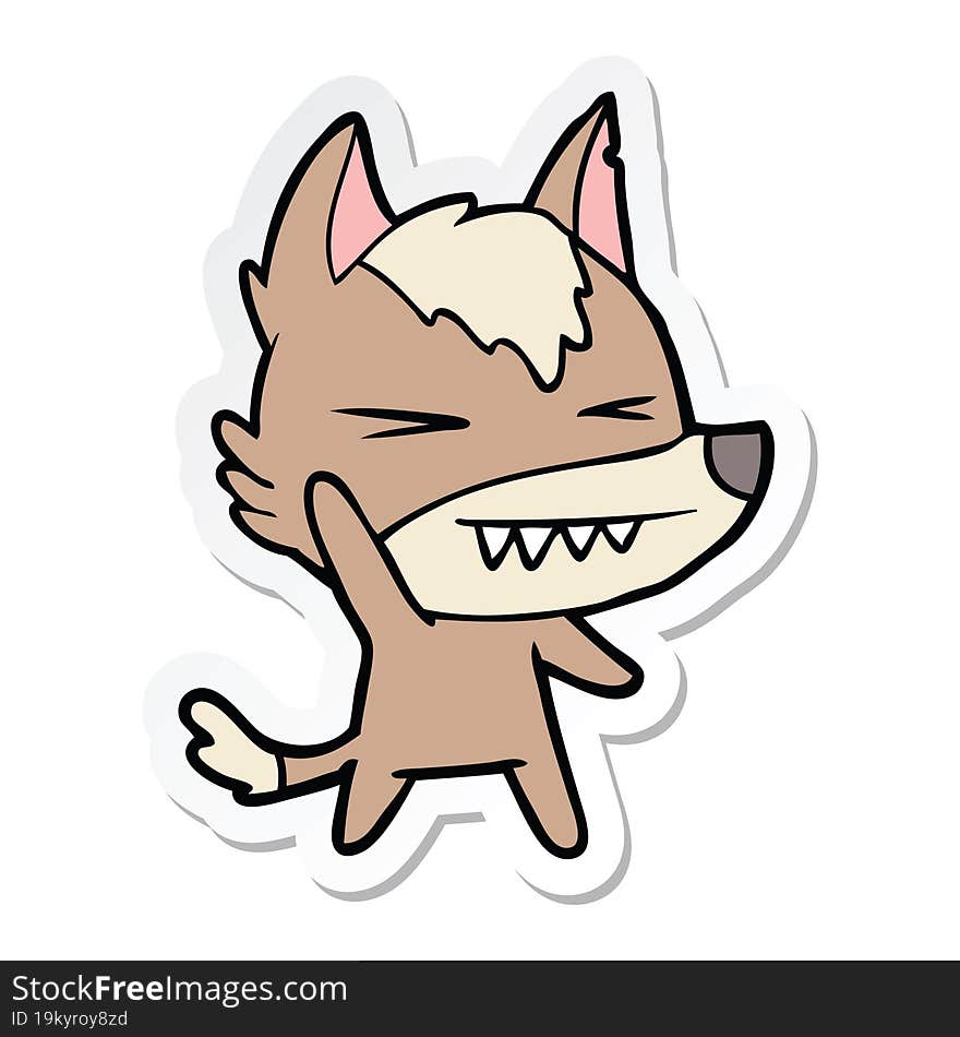 Sticker Of A Angry Wolf Cartoon