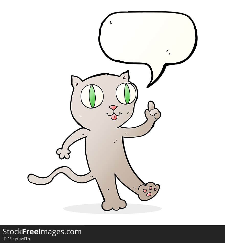 cartoon cat with idea with speech bubble