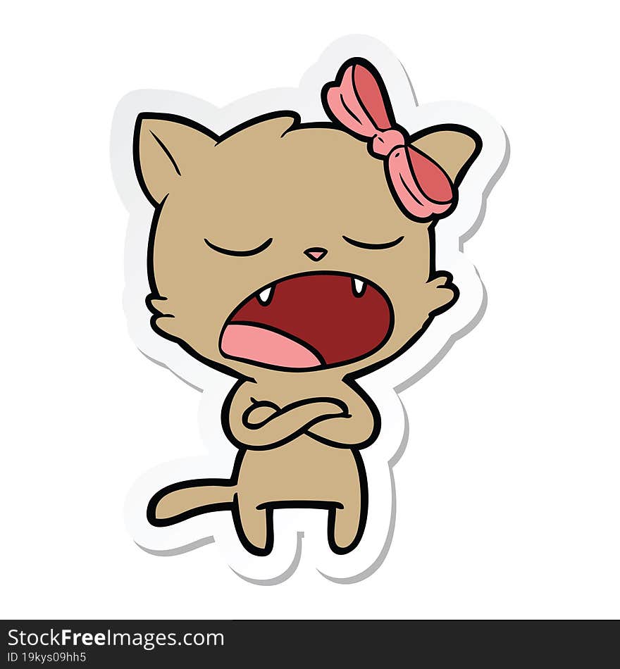 sticker of a annoyed cartoon cat