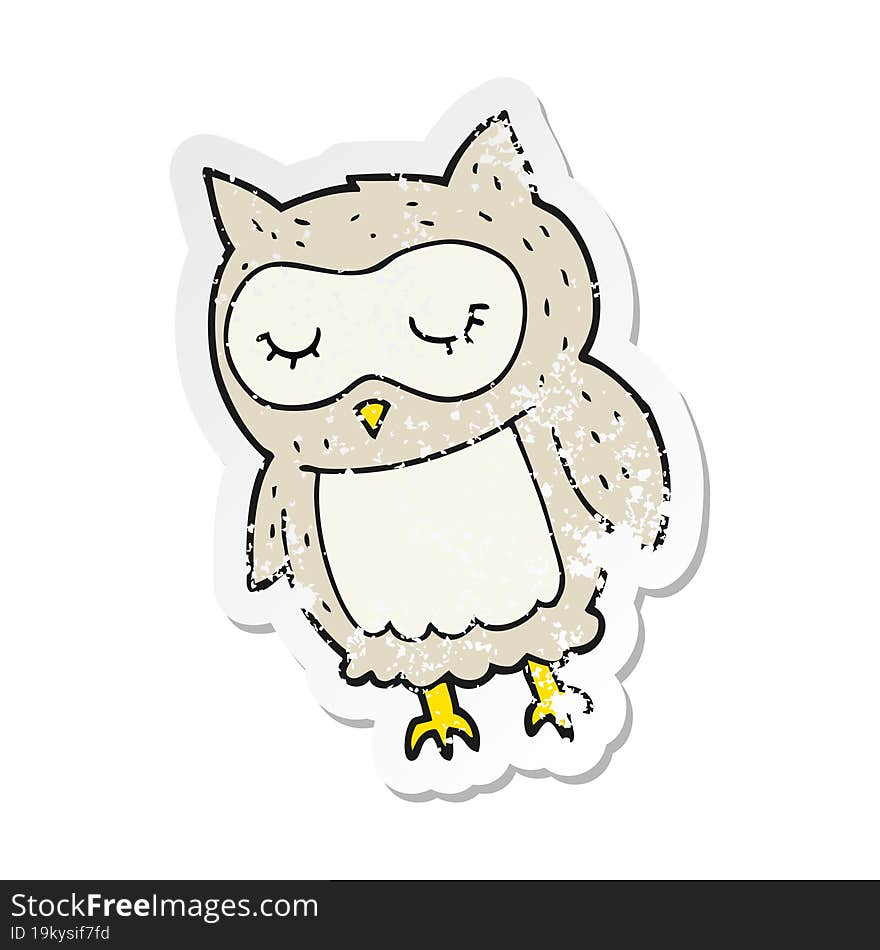 retro distressed sticker of a cartoon owl