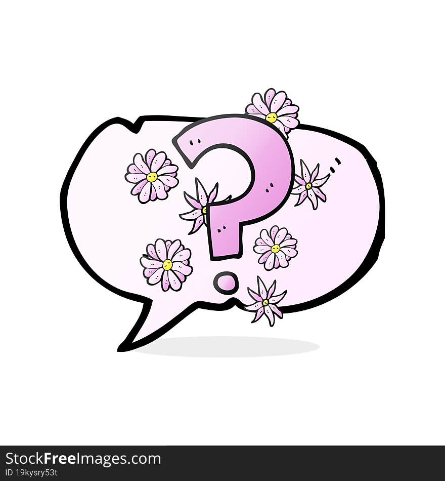 freehand drawn speech bubble cartoon question mark