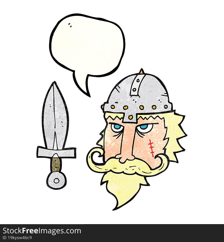 freehand drawn texture speech bubble cartoon viking warrior