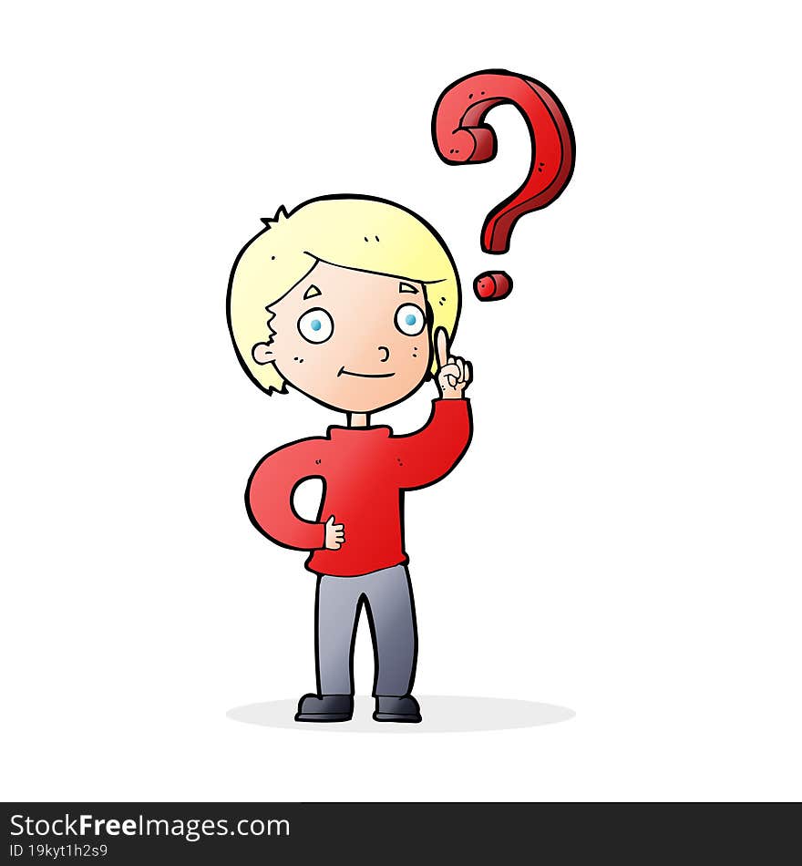 cartoon boy asking question