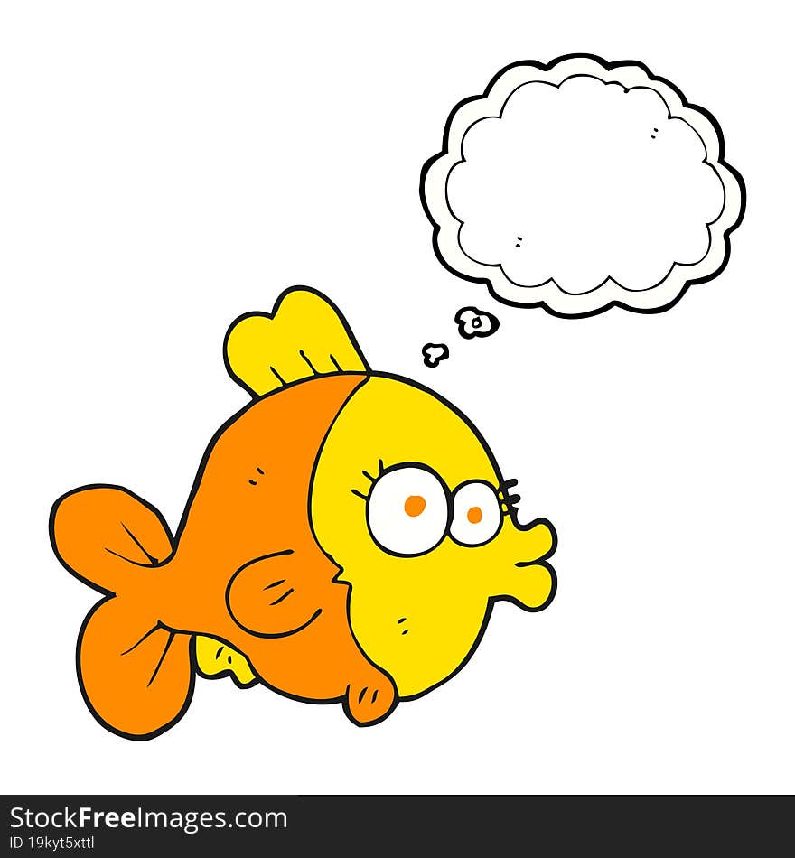 funny freehand drawn thought bubble cartoon fish. funny freehand drawn thought bubble cartoon fish