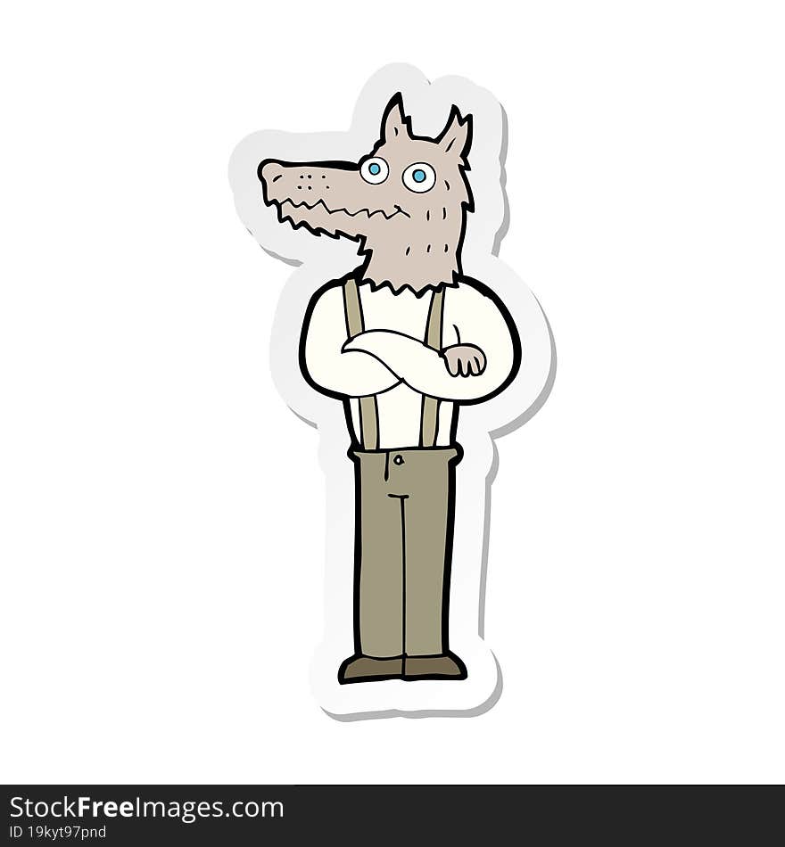 sticker of a cartoon funny werewolf