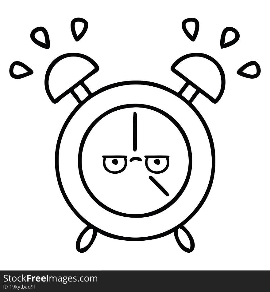 line drawing cartoon alarm clock