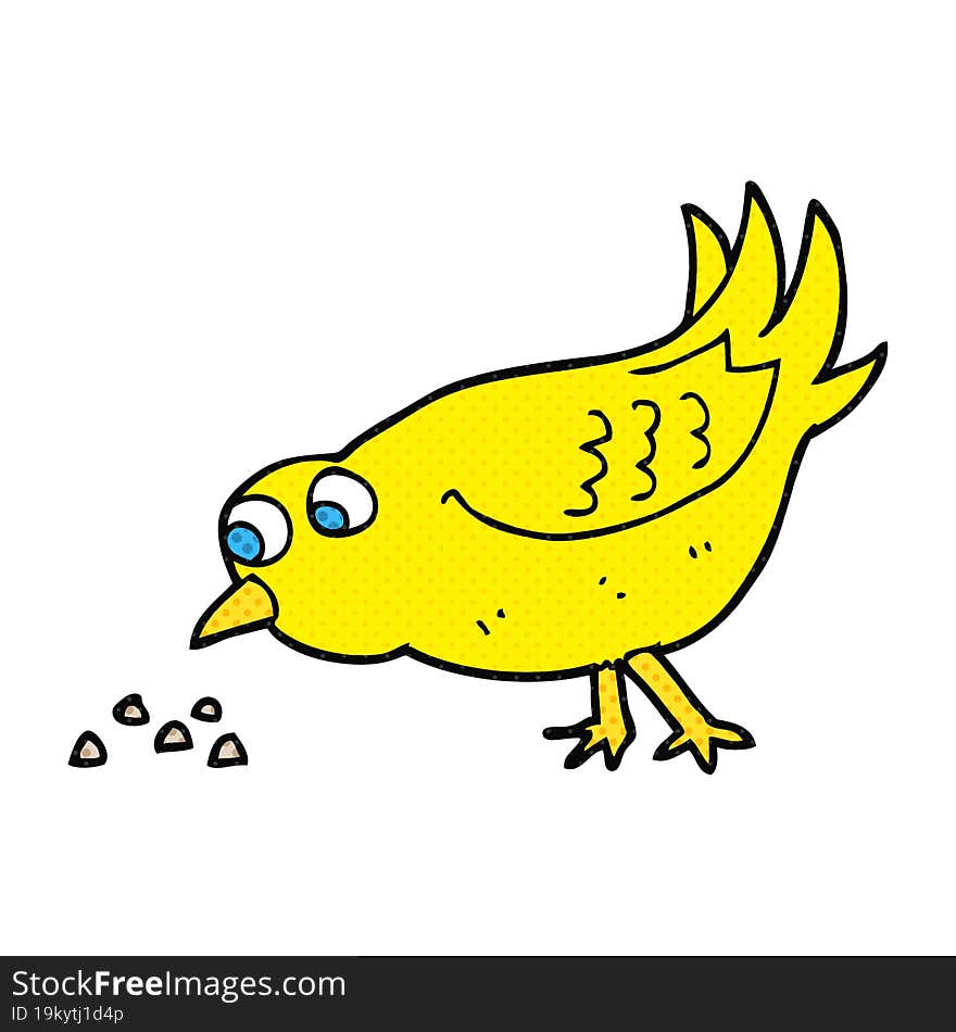 cartoon bird pecking seeds