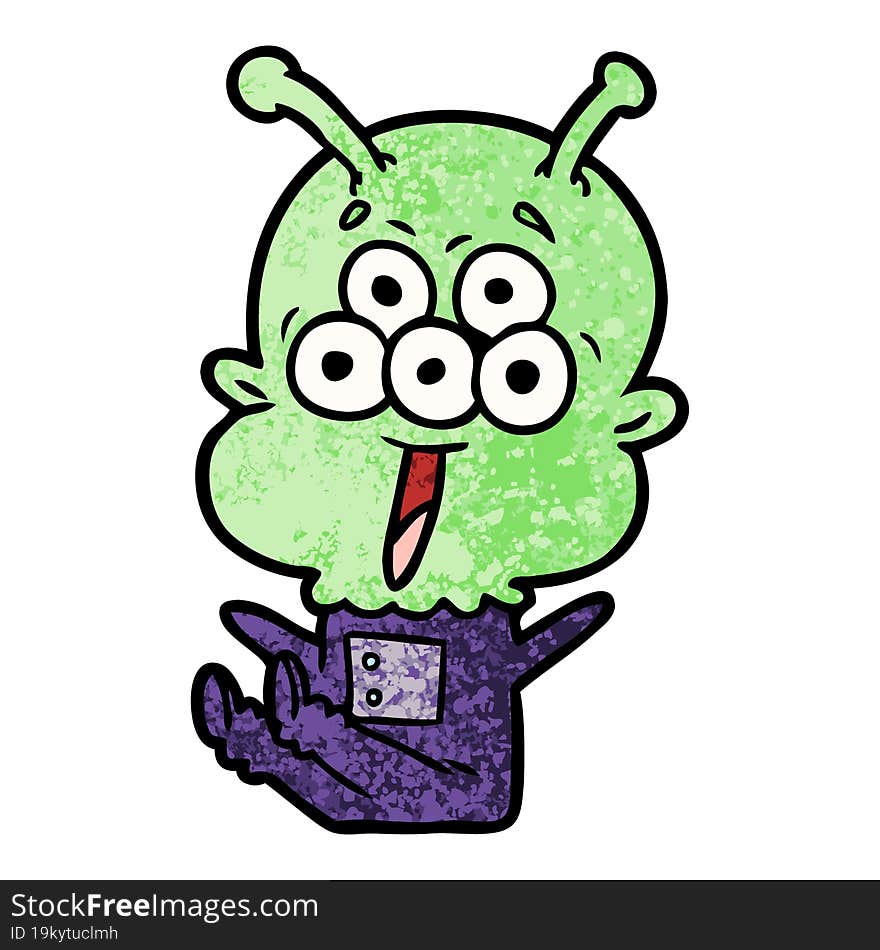 happy cartoon alien. happy cartoon alien