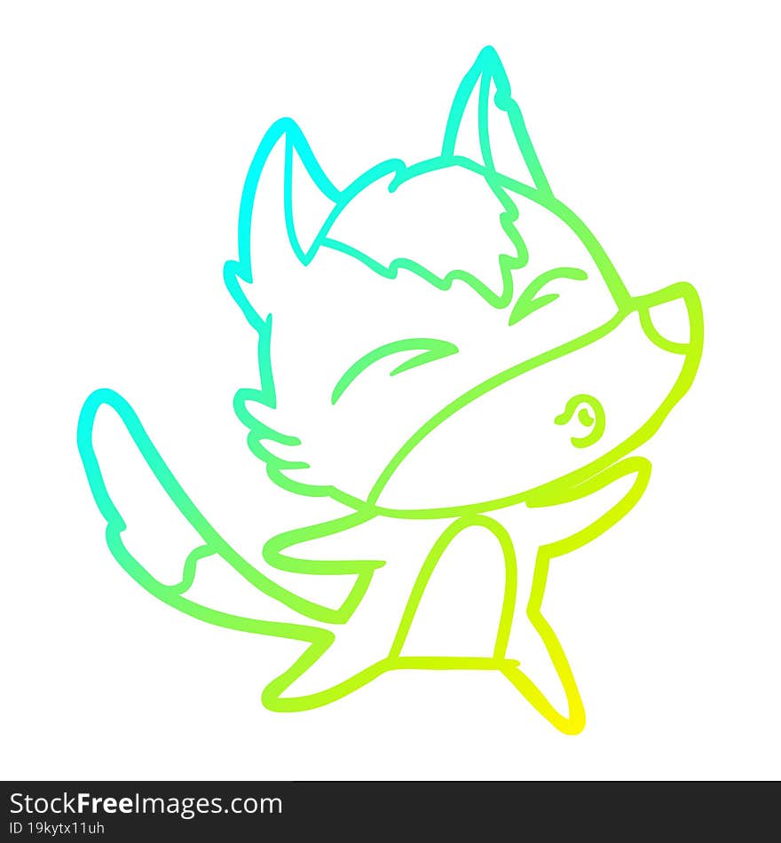 cold gradient line drawing cartoon wolf howling