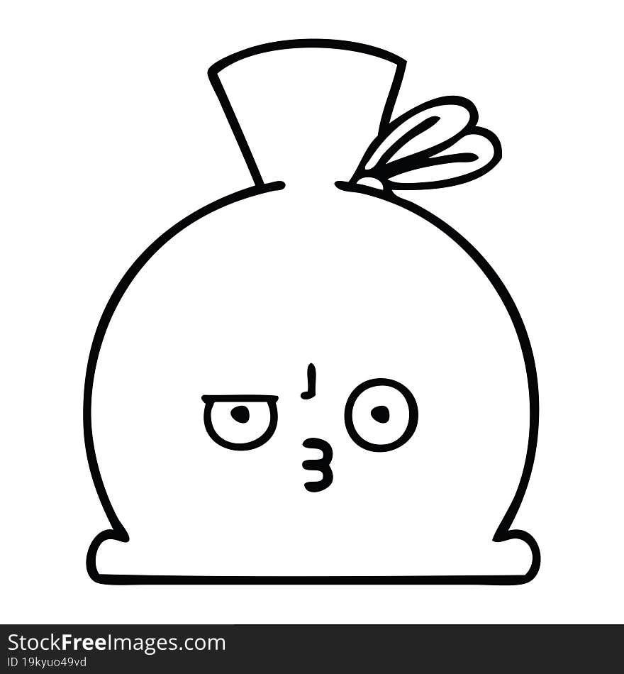 line drawing cartoon of a sack. line drawing cartoon of a sack