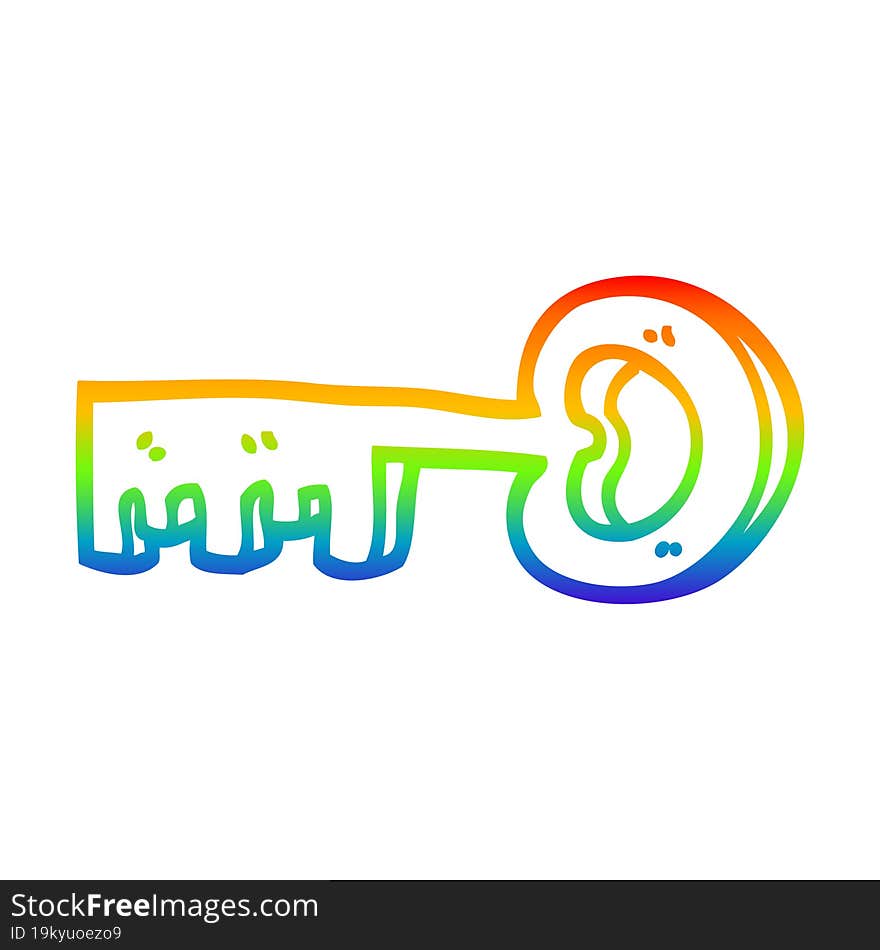 rainbow gradient line drawing cartoon metal key