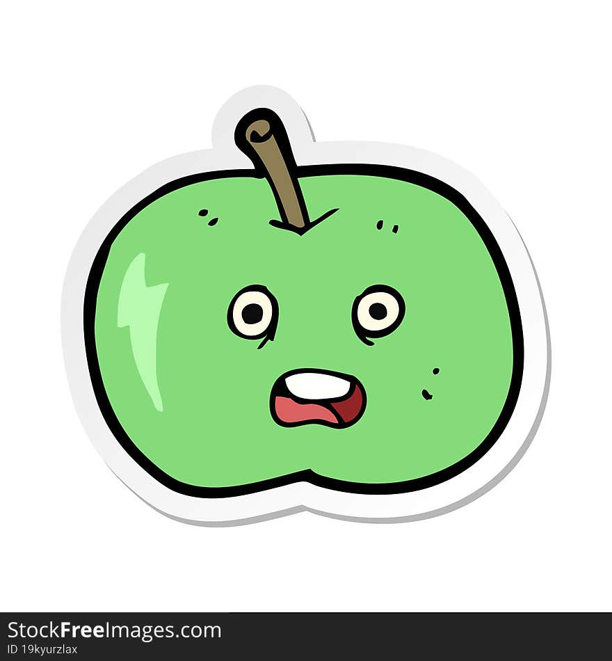 sticker of a cartoon shiny apple