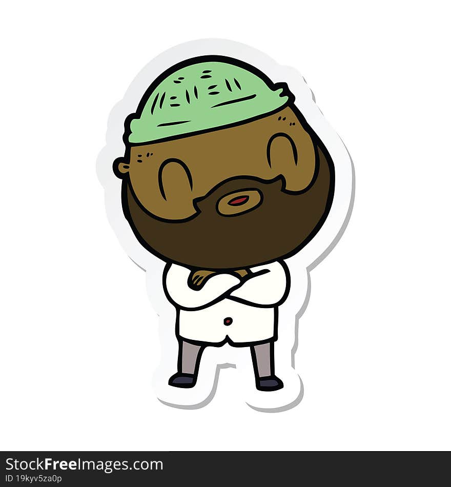 sticker of a cartoon bearded man