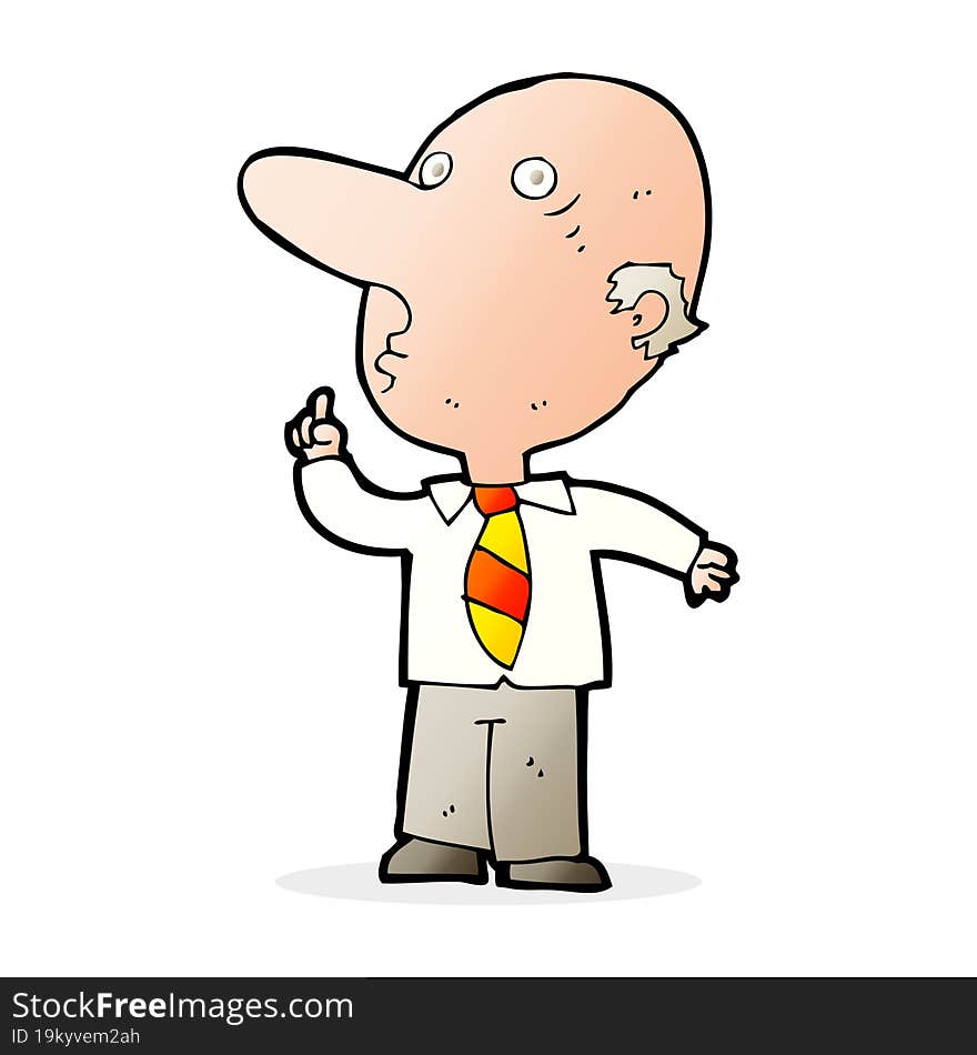 Cartoon Bald Man Asking Question