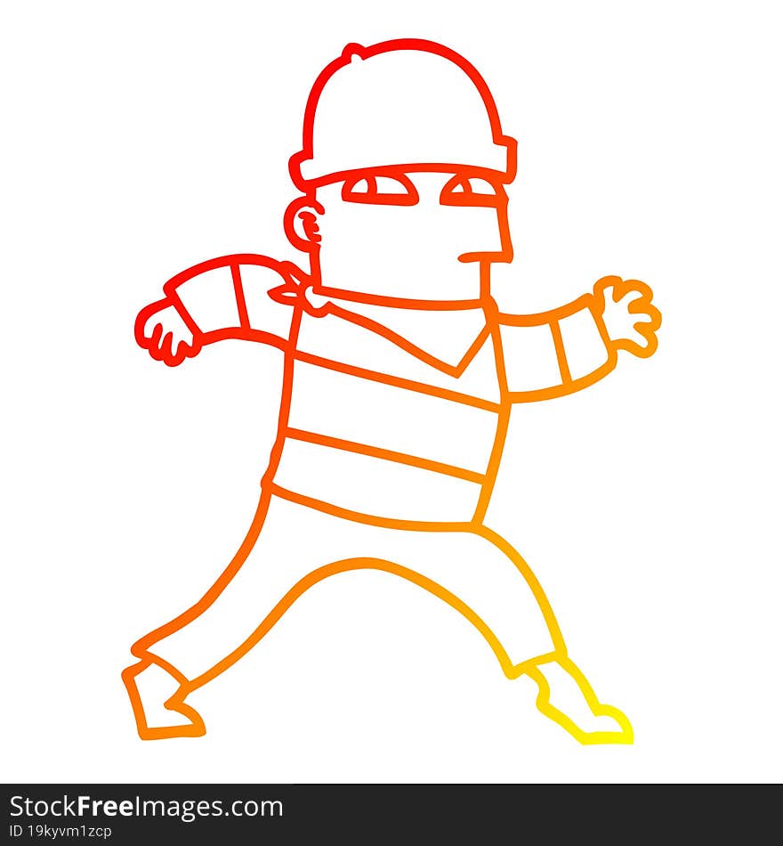 warm gradient line drawing cartoon thief